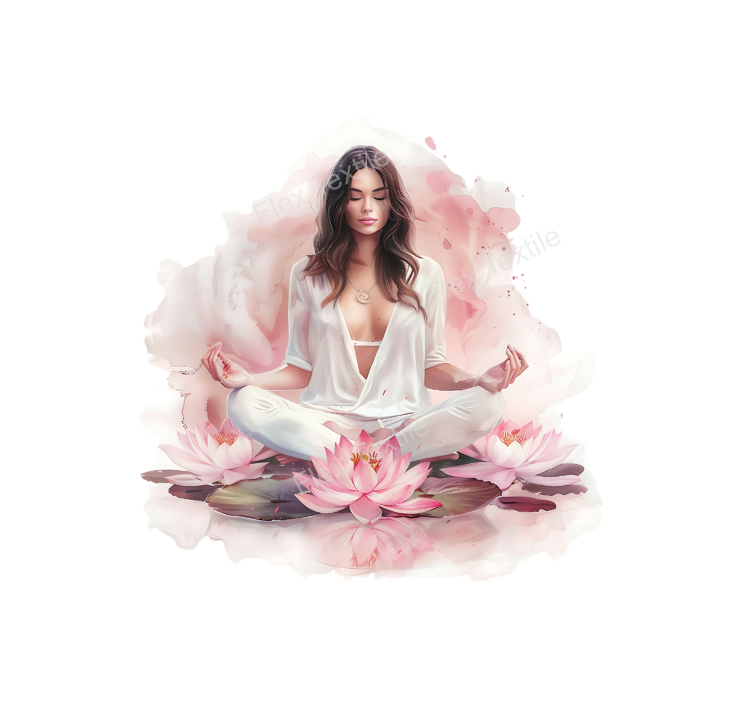 femme yoga lotus transfert thermocollant impression dtf flex textile