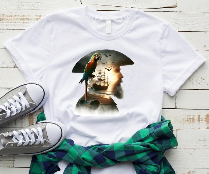 pirate paysage transfert thermocollant impression dtf flex textile t-shirt homme femme enfant sweat pull top débardeur