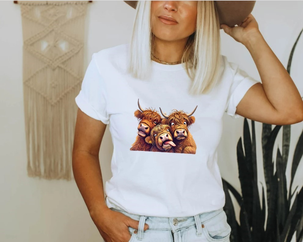 vaches grimaces humour transfert thermocollant impression dtf flex textile t-shirt femme homme enfant sweazt pull débardeur top