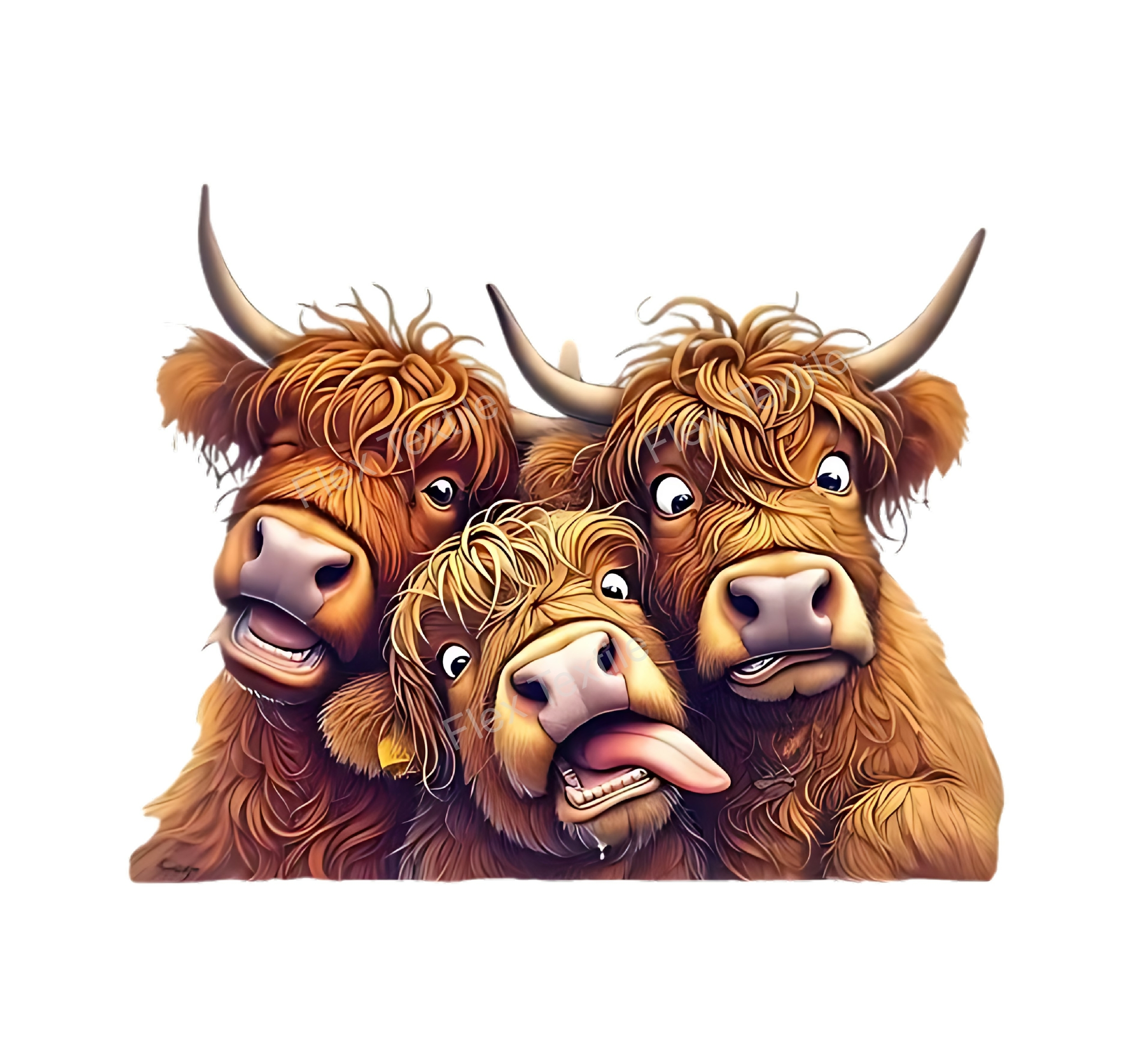 vaches grimaces humour transfert thermocollant impression dtf flex textile
