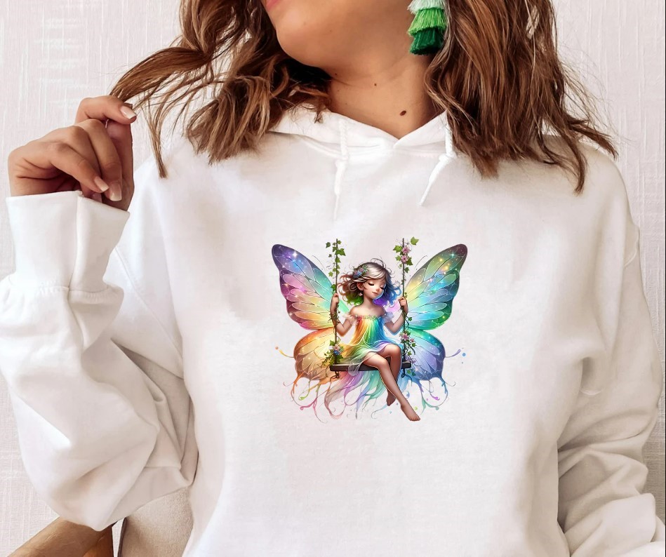 fée balançoire transfert thermocollant impression dtf flex textilet-shirt sweat top débardeur