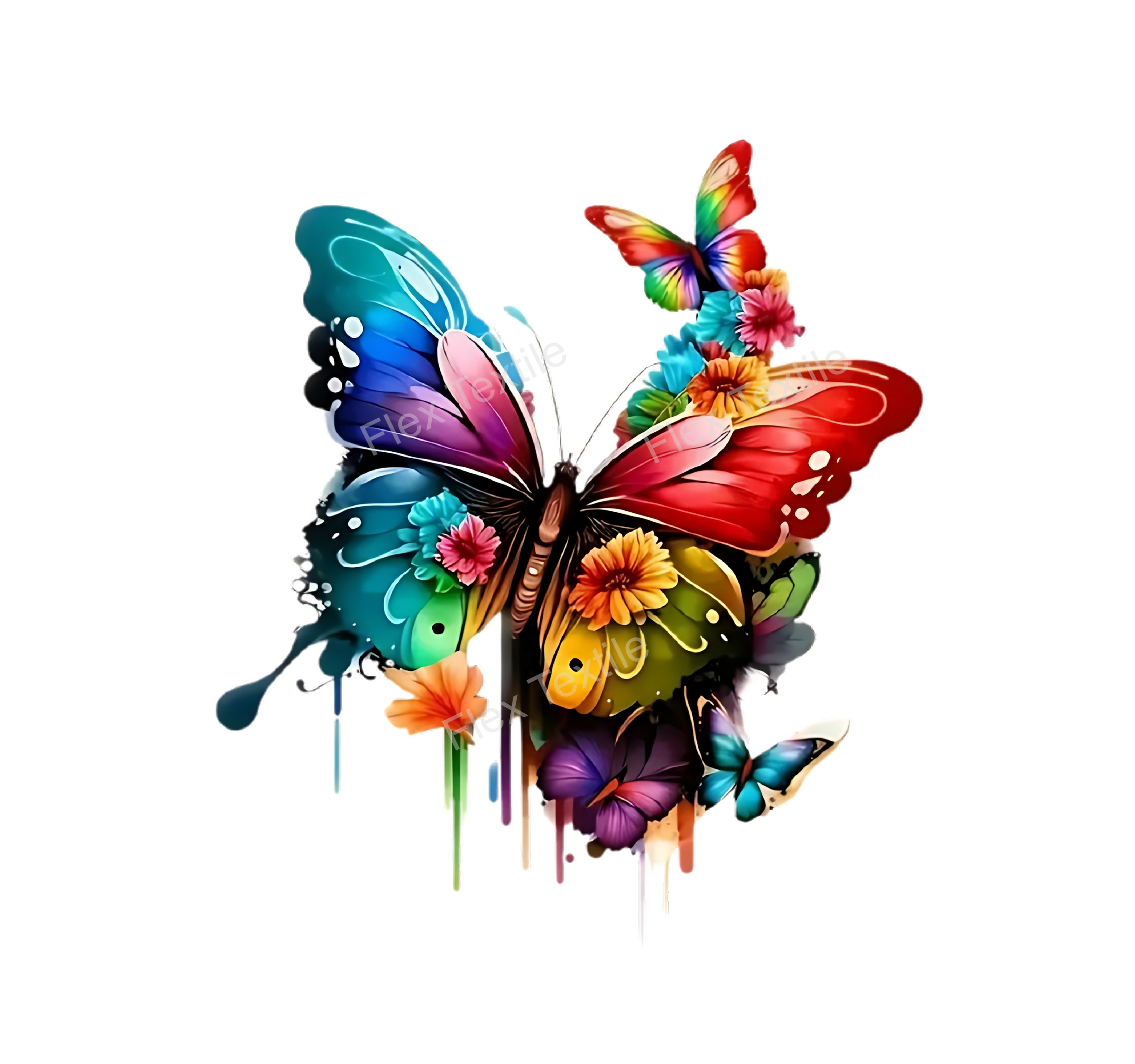 papillons fleurs colorés transfert thermocollant impression dtf flex textile