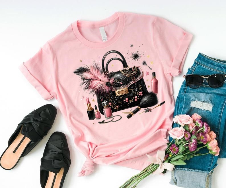 sac maquillage plumes transfert thermocollant impression dtf flex textile t-shirt femme sweat débardeur top pull