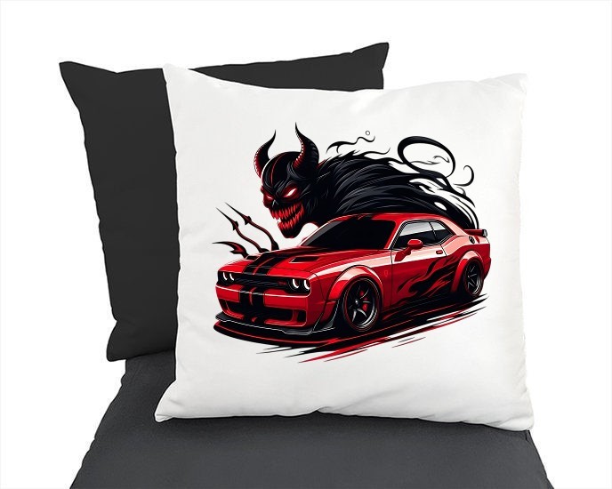 voiture devil transfert thermocollant impression dtf flex textile coussin oreiller objet déco accessoire