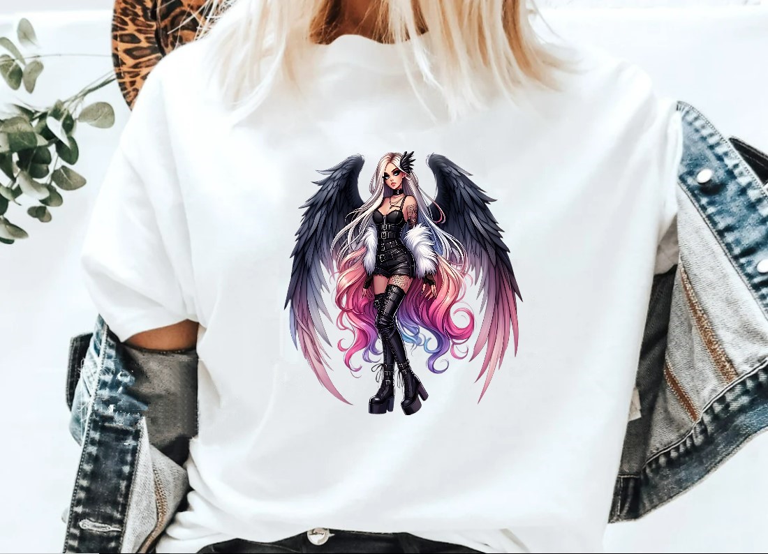 femme ailes transfert thermocollant impression dtf flex textile t-shirt femme homme enfant sweat pull