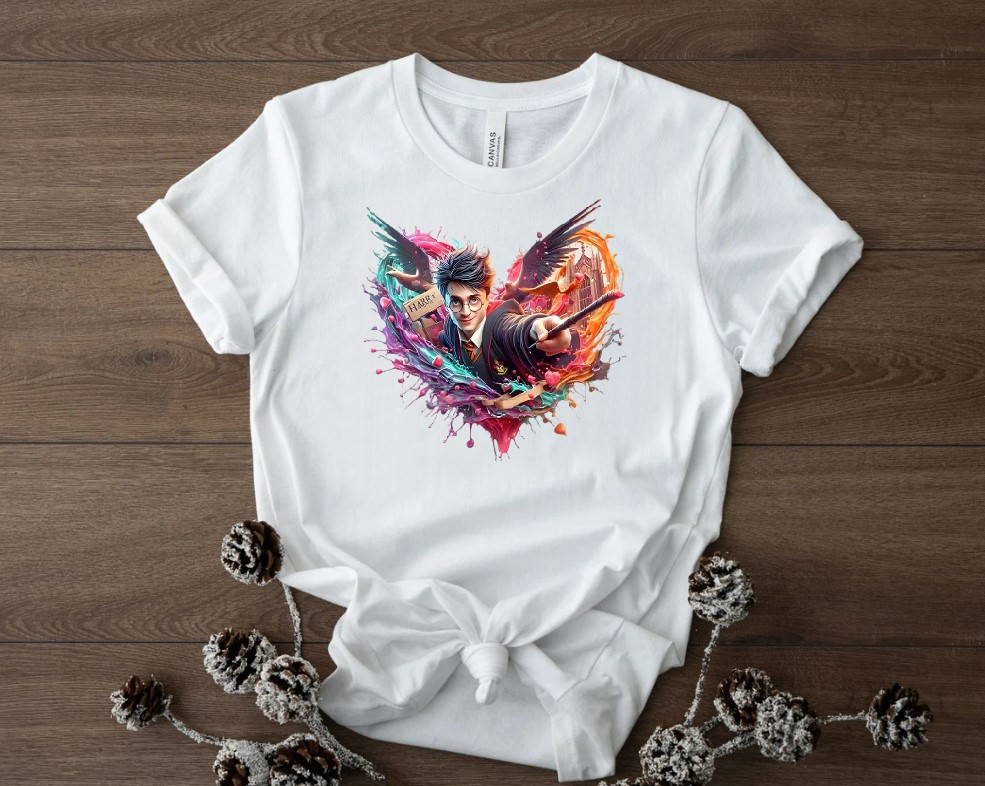 harry potter coeur transfert thermocollant impression dtf flex textile tshirt homme femme enfant pull blouson veste sweat