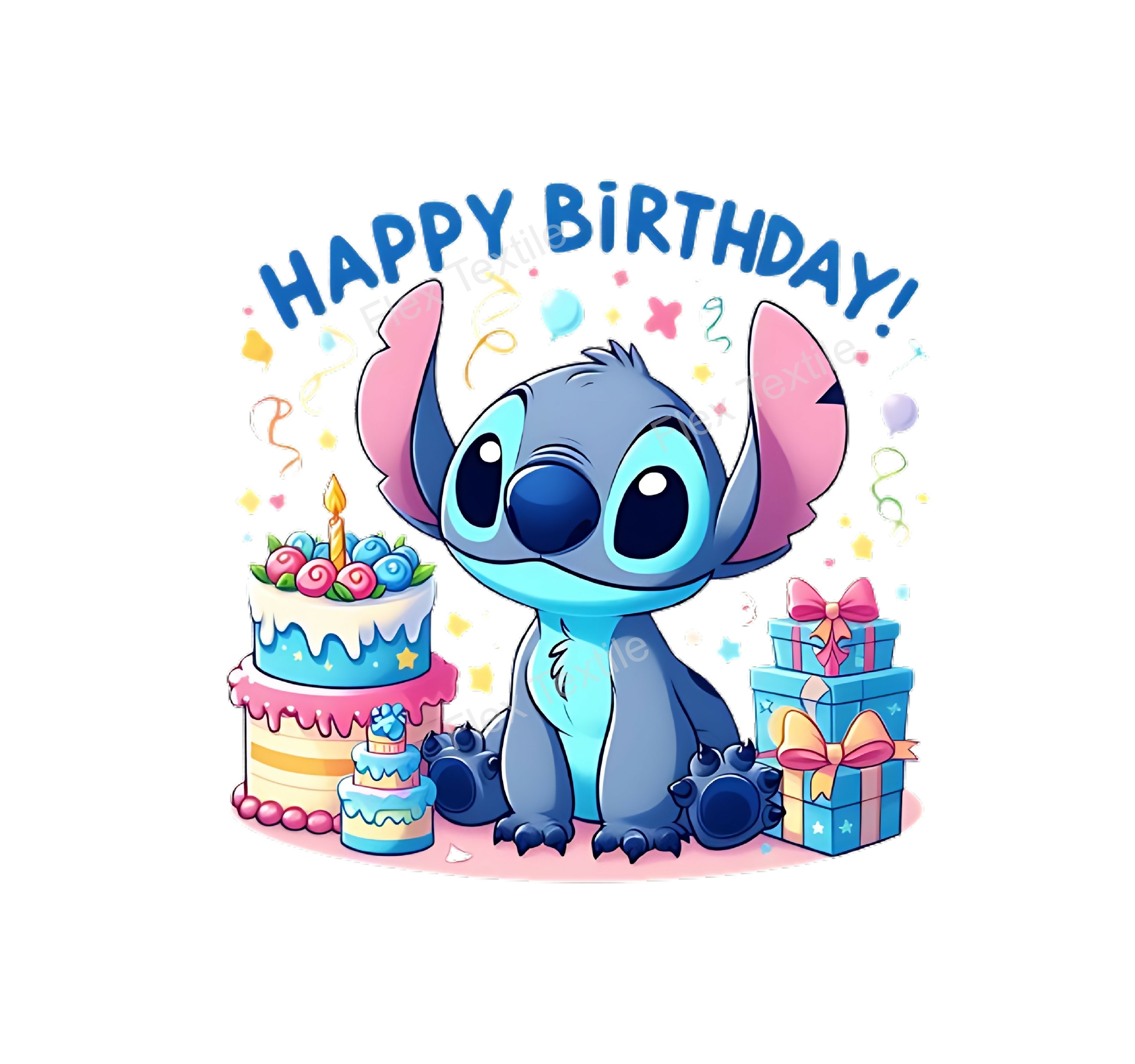 stitch anniversaire cadeaux transfert thermocollant impression dtf flex textile