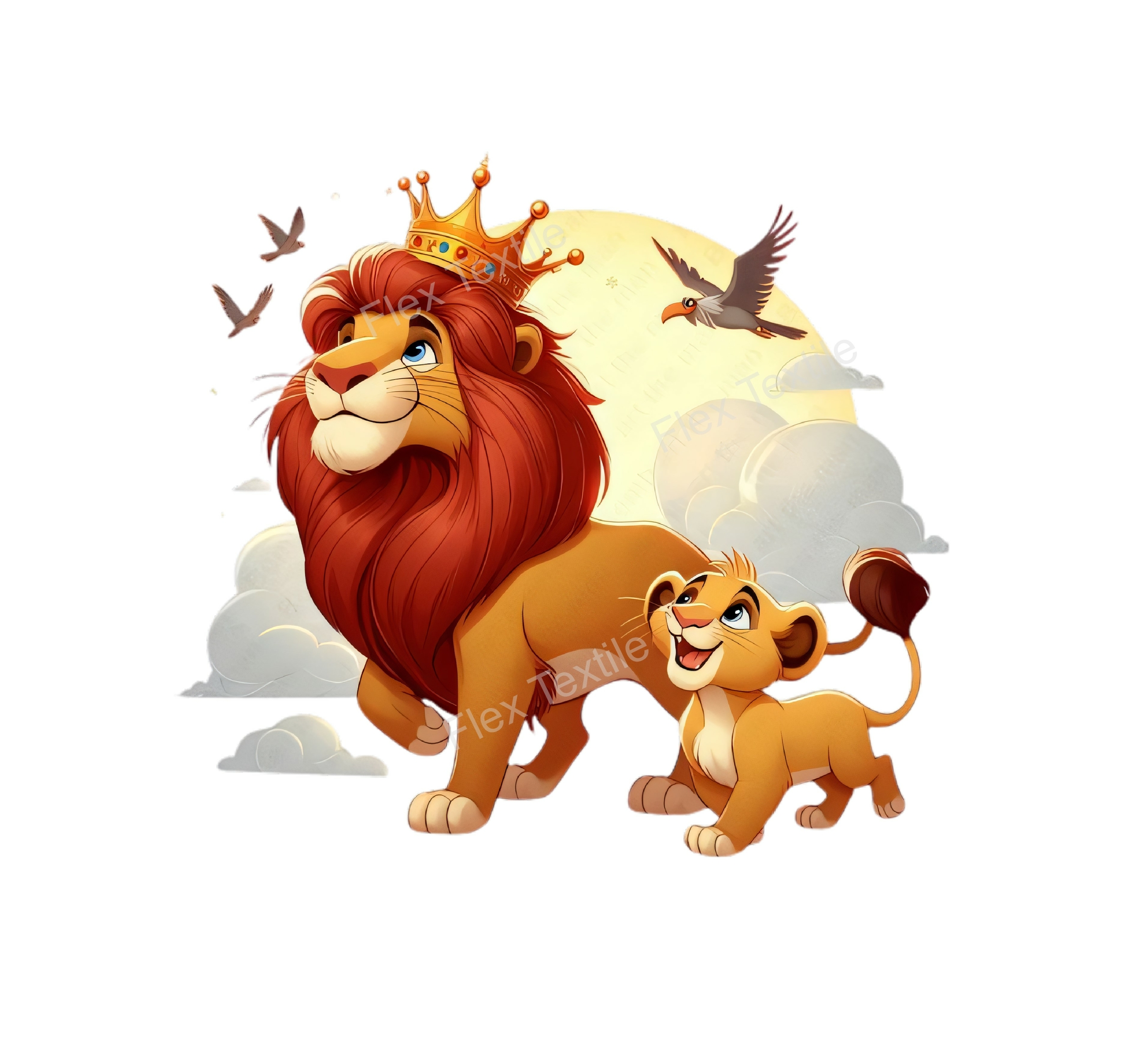 roi lion simba transfert thermocollant impression dtf flex textile