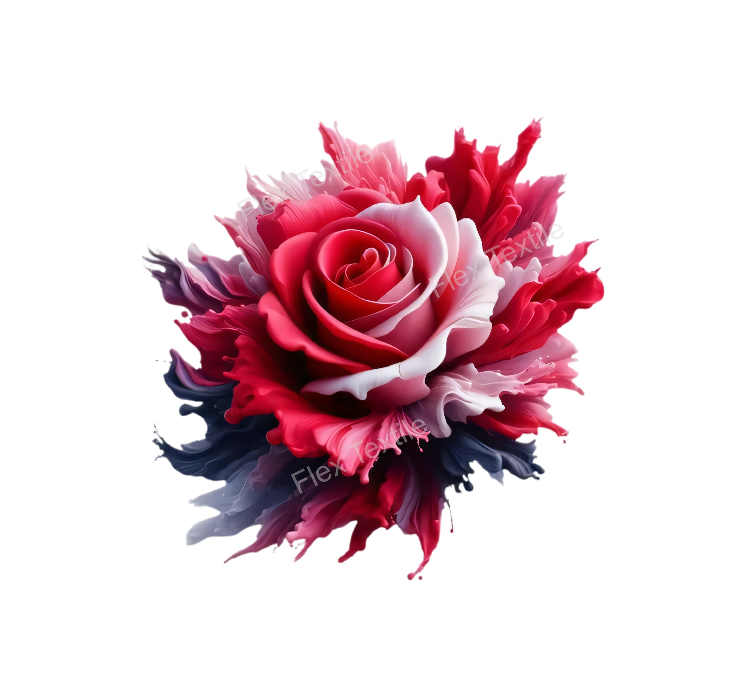 Fleur Rose Peinture Transfert thermocollant impression dtf flex textile
