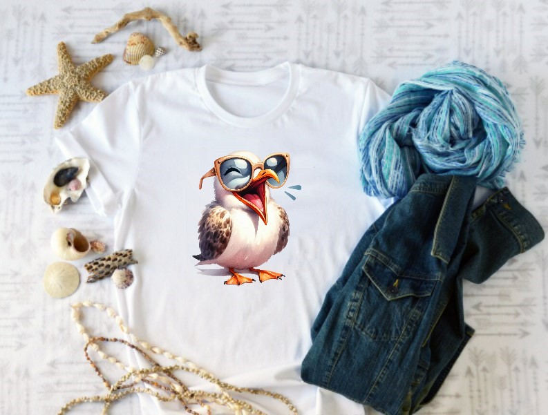 Mouette Rieuse Lunettes Transfert Thermocollant Impression dtf Flex Textile t-shirt homme femme enfnat bébé veste jeans sweat pull pantalon