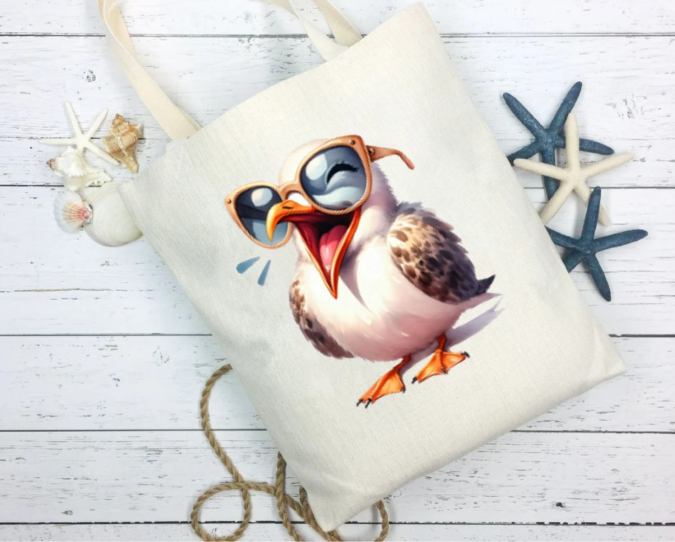 Mouette Rieuse Lunettes Transfert Thermocollant Impression dtf Flex Textile sac shopping plage dos mains sport
