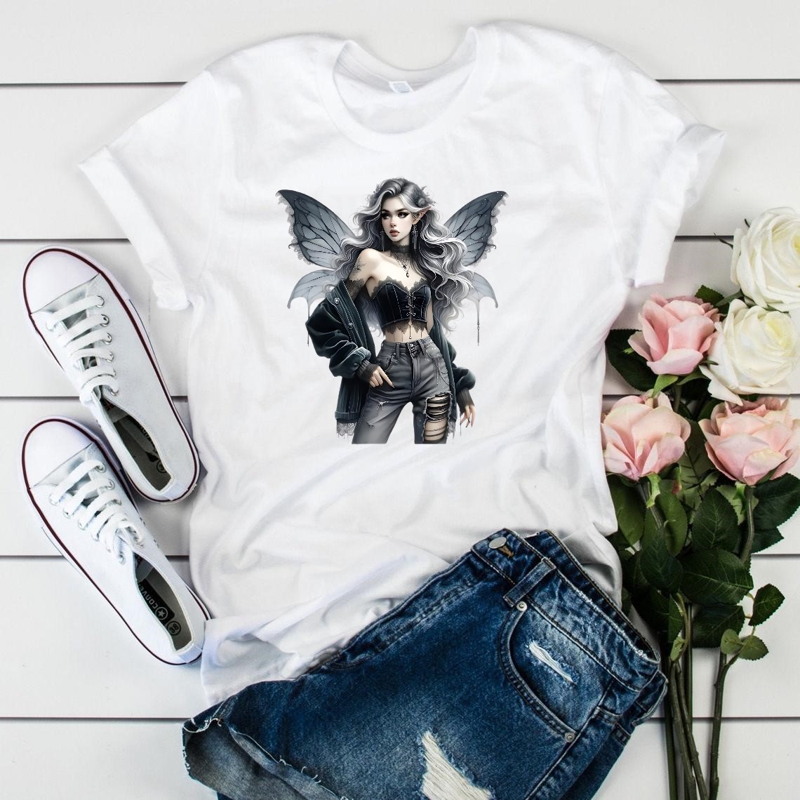 femme ailes elfe transfert thermocollant impression dtf flex textile tshirt femme homme enfant blouson veste jeans sweat pull