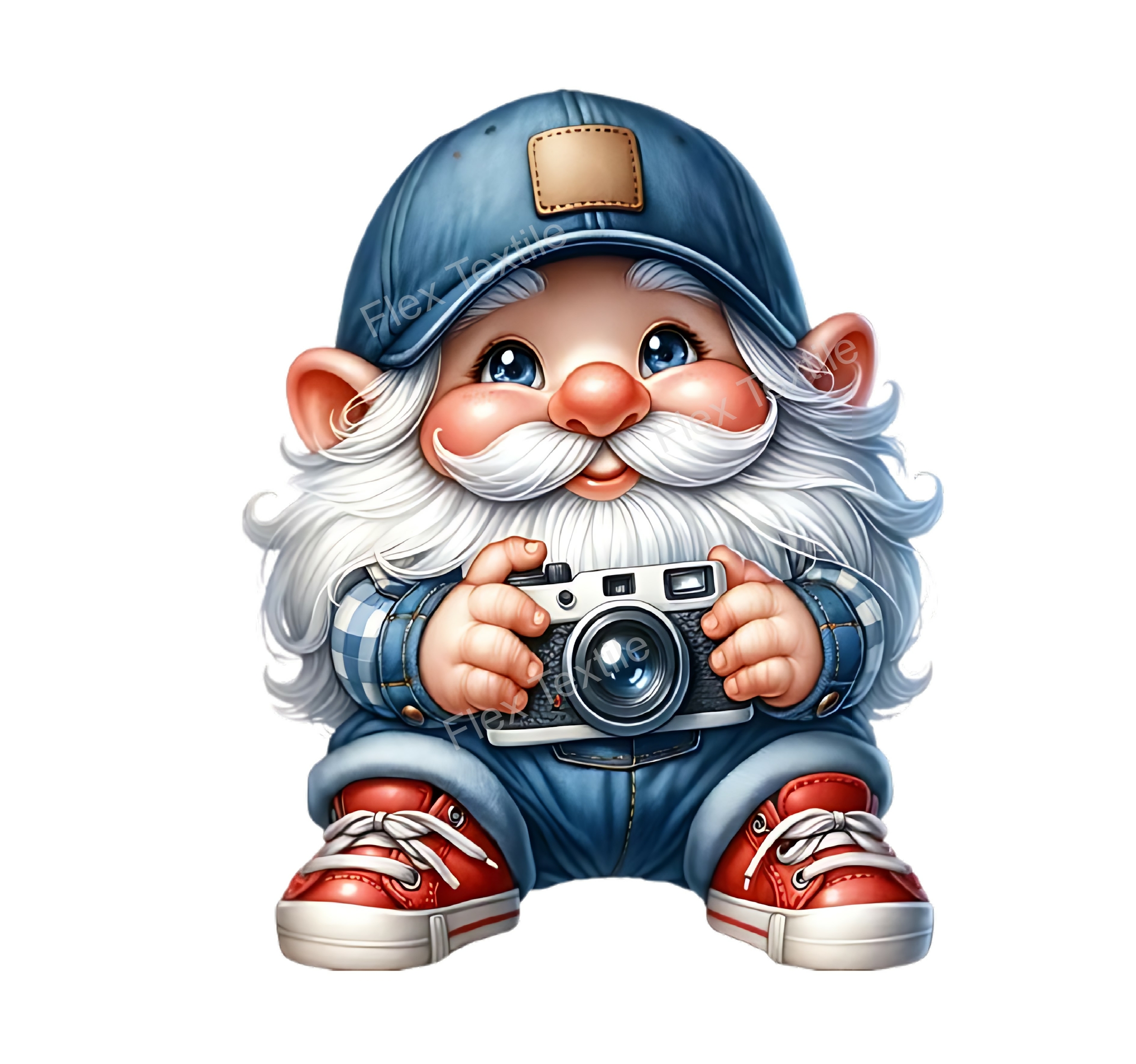 gnome appareil photo transfert thermocollant impression dtf flex textile
