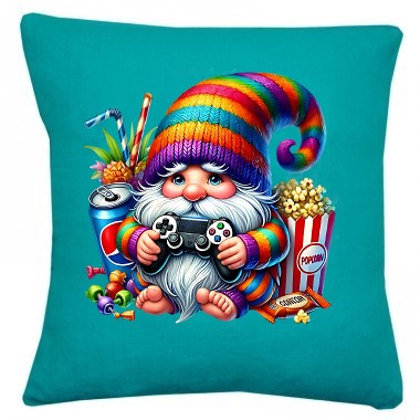 gnome gamer transfert thermocollant impression dtf flex textile coussin oreillers accessoire déco