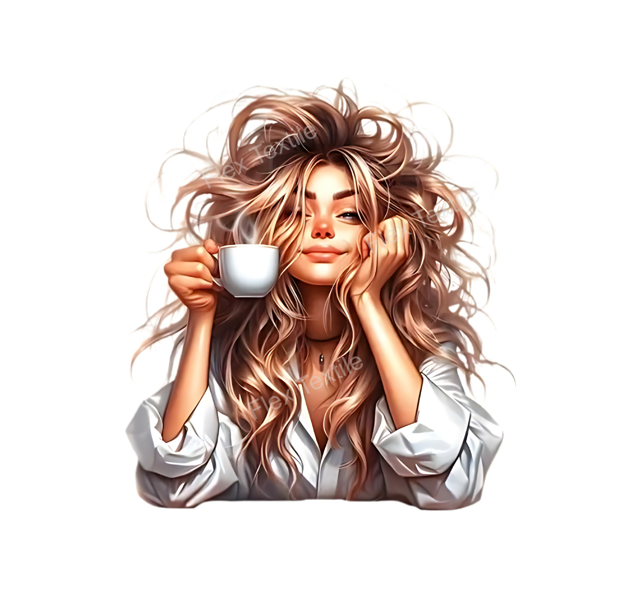 femme tasse café transfert thermocollant impression dtf lfex textile