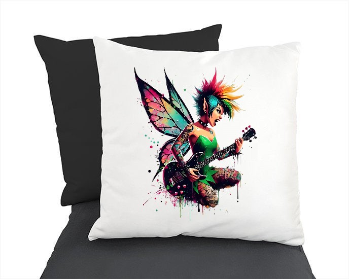 elfe couleurs guitare transfert thermocollant impression dtf flex textile coussin accessoires déco oreillers