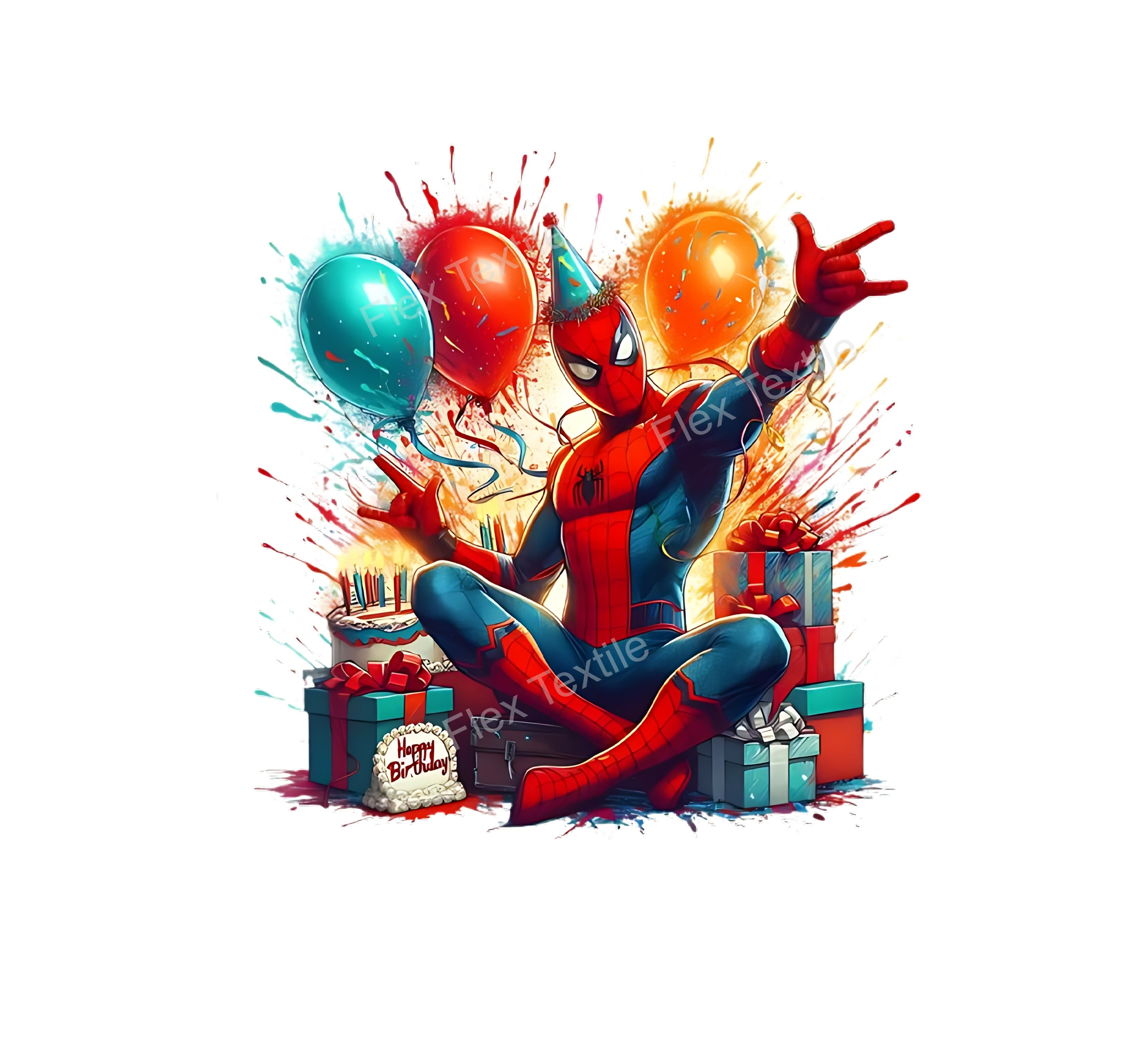 spiderman aniverssaire ballons transfert thermocollant impression dtf flex tectile