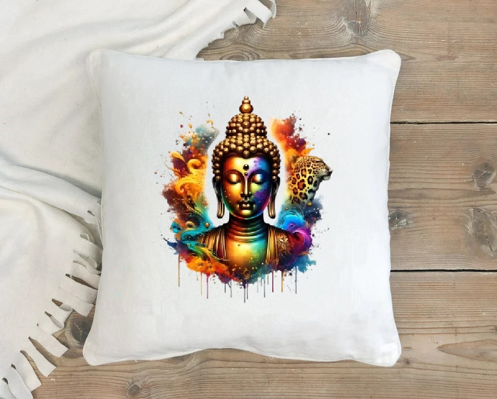 Tête Bouddha Couleurs transfert thermocollant impression dtf flex textile coussin oreillers accessoires déco
