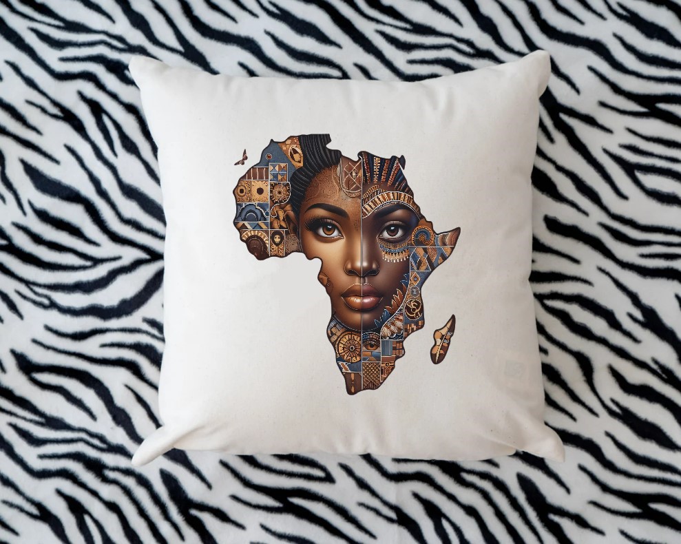 Afrique Carte Femme transfert thermocollant impression dtf flex textile coussin oreillers accessoires