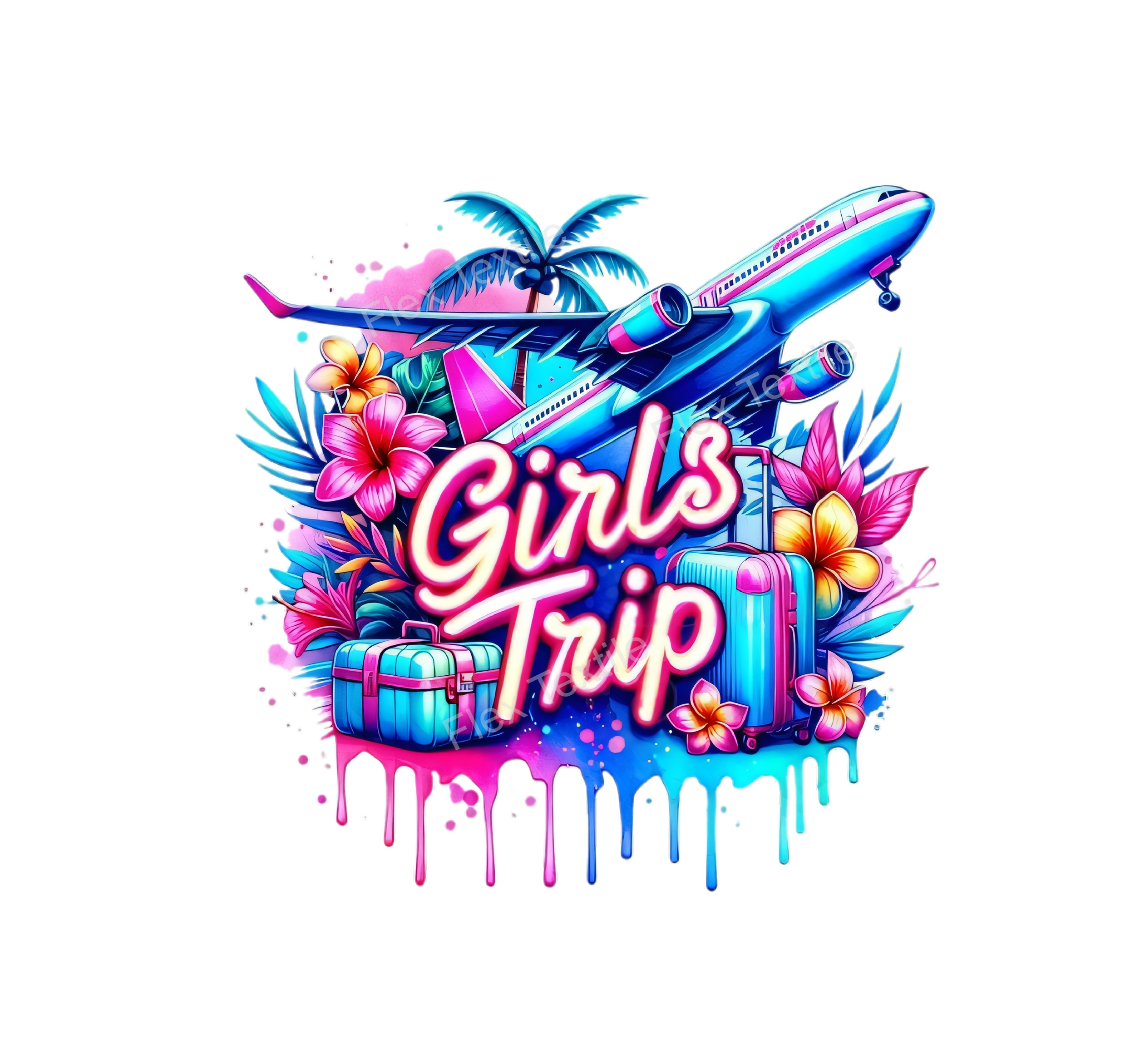 Girl Trip Voyage Transfert thermocollant impression dtf flex textile