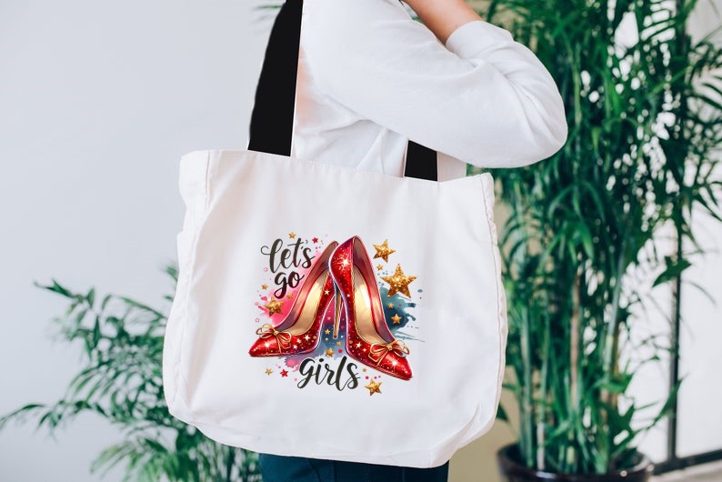 Lets Go Girls Chaussures transfert thermocollant impression dtf flex textile sac shopping mains dos voyage sport plage