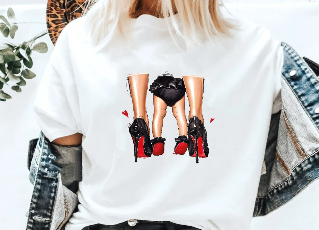 Chaussures Maman Bébé transfert thermocollant dtf flex textile t-shirt femme enfant homme top veste jeans sweat
