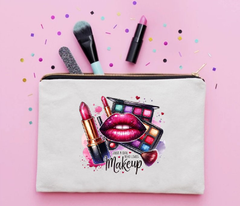 Just Love Makeup transfert thermocollant impression dtf flex textile Trousse école maquillage