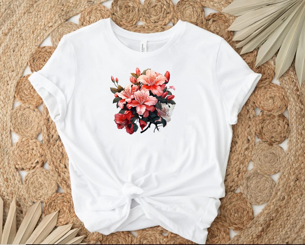 Bouquet Lys transfert thermocollant impression dtf flex textile t-shirt femme homme enfant jeans veste sweat top pantalon