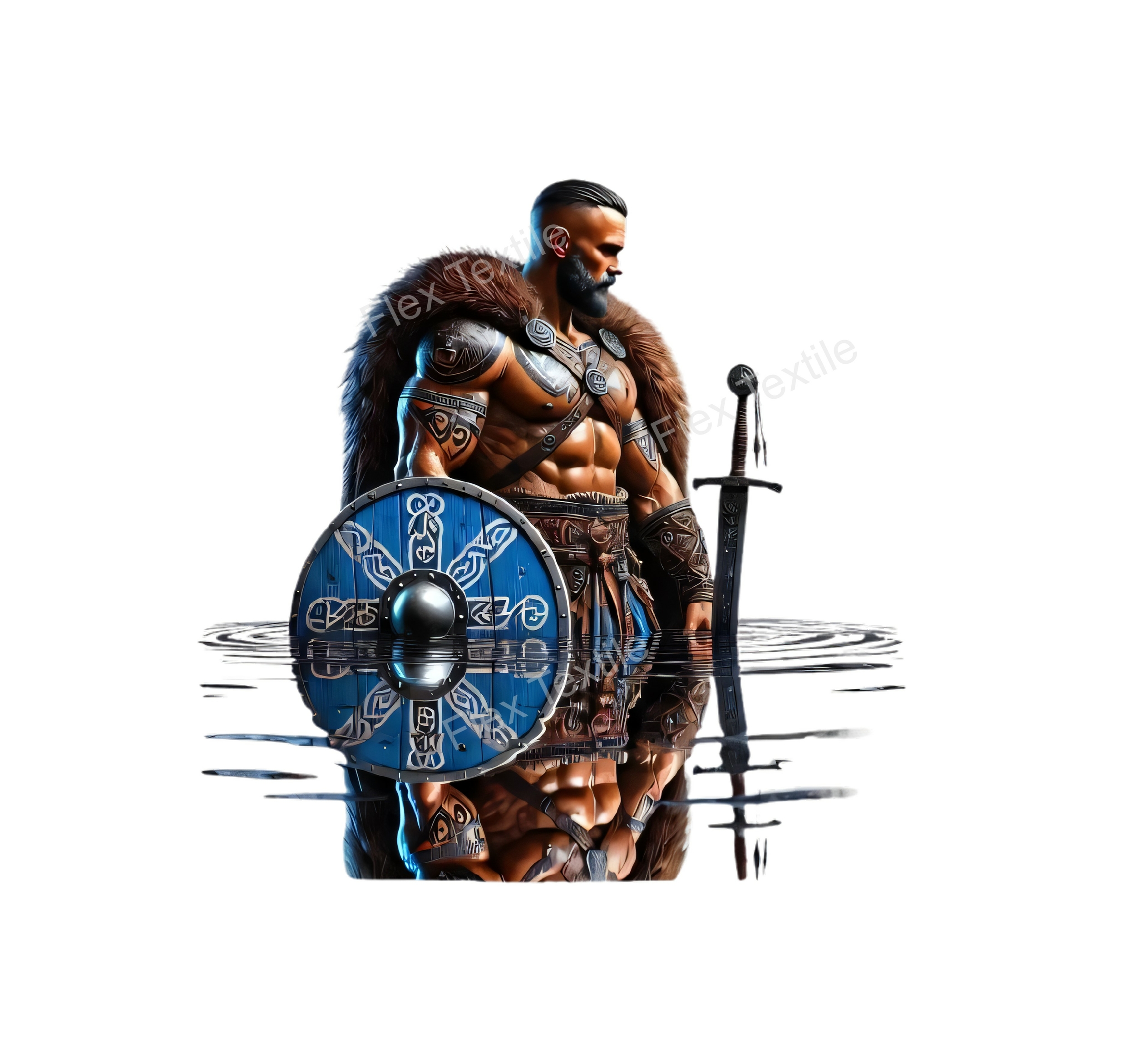 Homme Viking Eau transfert thermocollant impression dtf flex textile