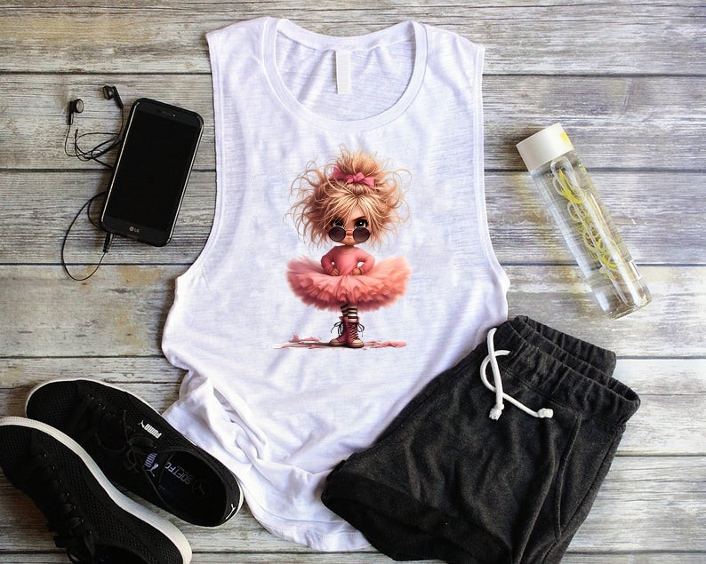 fillette danseuse colère transfert thermocollant impression dtf flex textile t-shirt femme enfant homme sweat top pull jeans veste