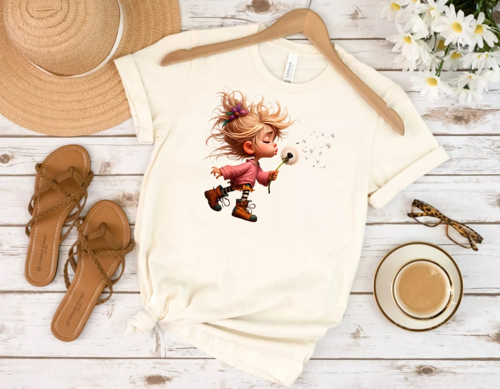 fillette souffle fleur transfert thermocollant impression dtf flex textile t-shirt femme enfant homme sweat top jeans veste pull