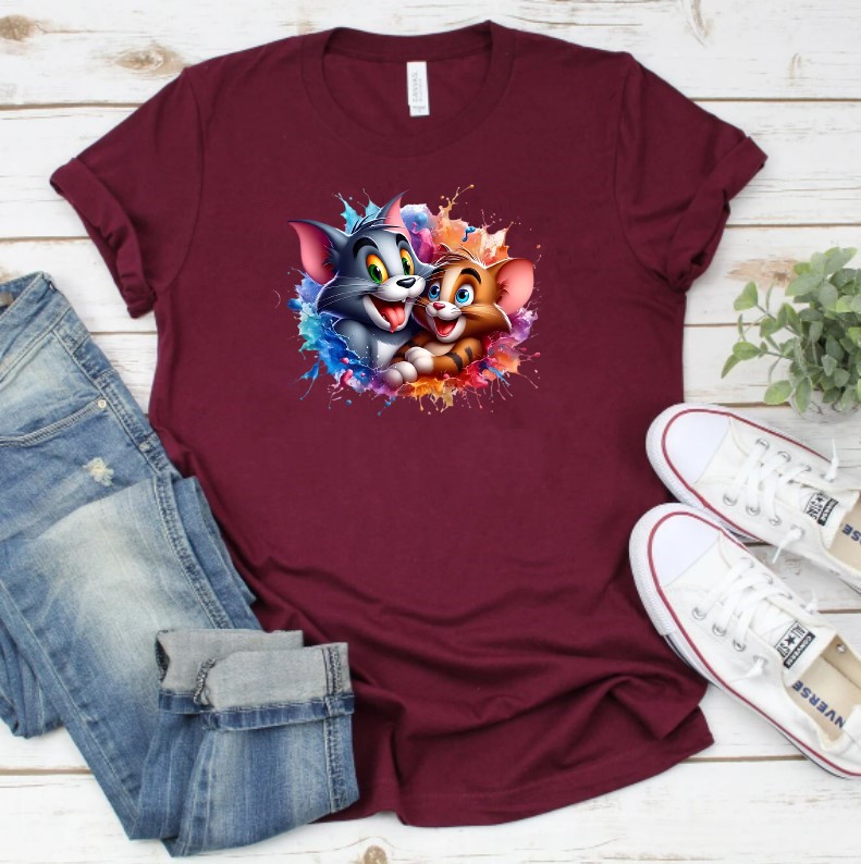 tom jerry transfert thermocollant impression dtf lfex textile t-shirt femme enfant homme jeans sweat pull veste jogging