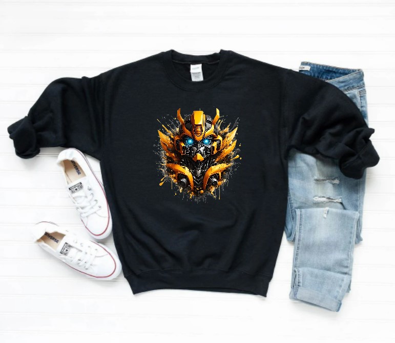 transformeur jaune transfert thermocollant impression dtf flex textile t-shirt femme homme enfant top sweat jeans veste pull