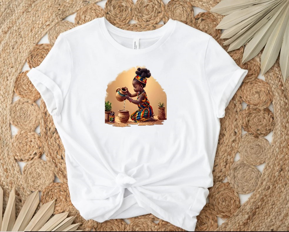 Petite Fille Jarre Eau transfert thermocollant impression dtf flex textile t-shirt femme homme enfant pull sweat veste jeans