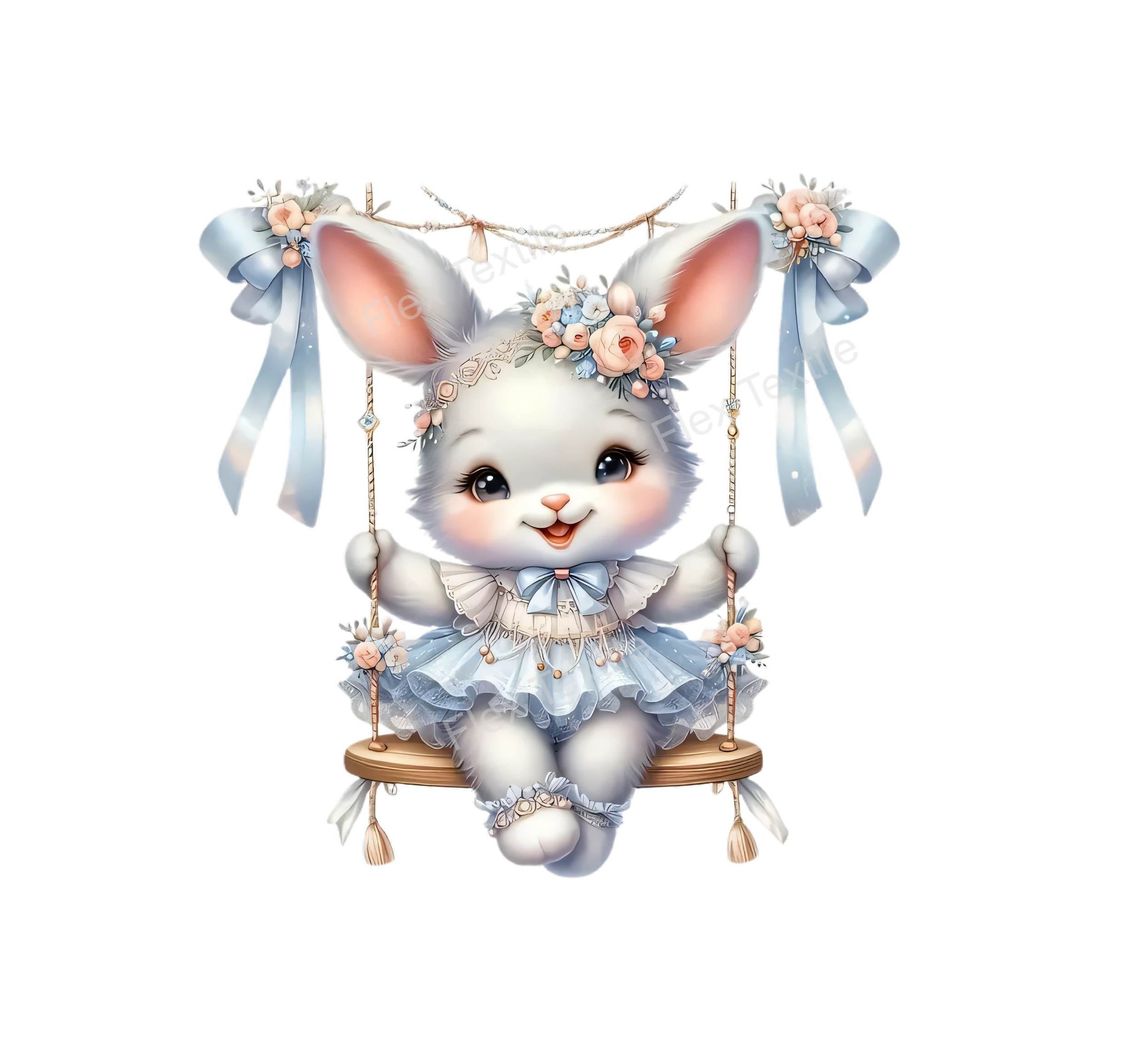 Lapin Balançoire transfert thermocollant impression dtf flex textile