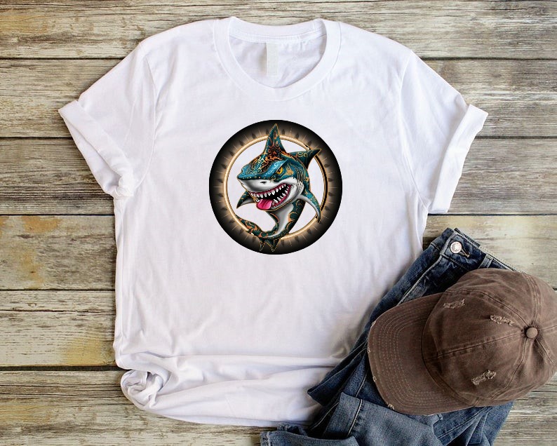 Requin Tatouages Oeil transfert thermocollant impression dtf flex textile t-shirt homme femme enfant sweat pull jeans veste