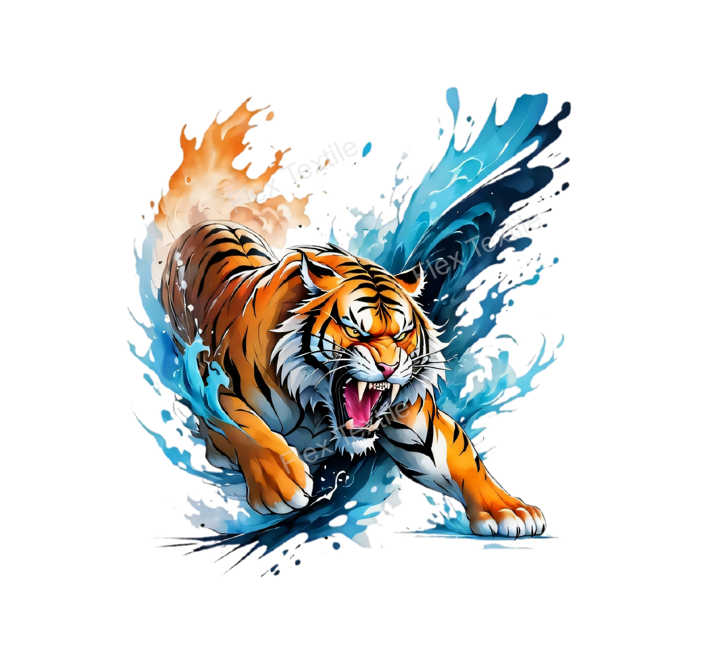 Tigre Eau transfert thermocollant impression dtf flex textile