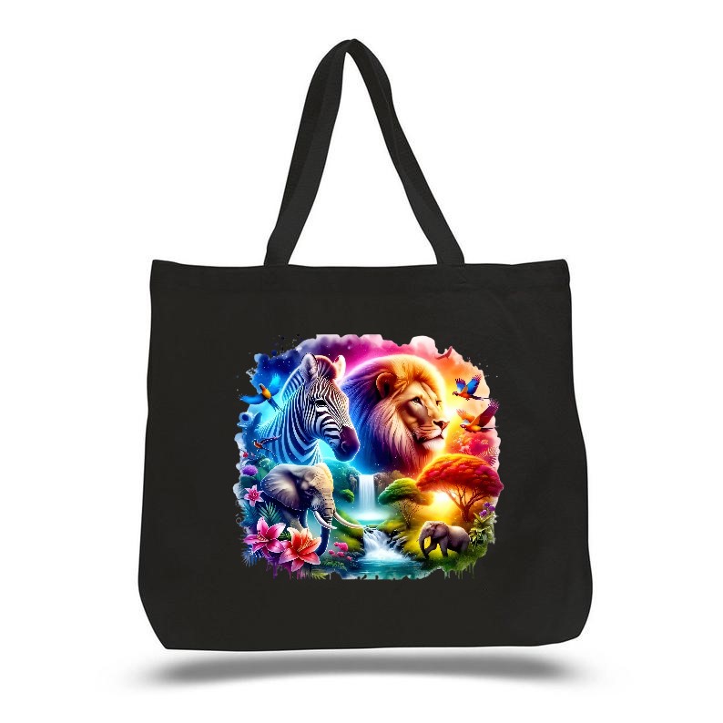 Animaux Sauvages Cascade Fleurs transfert thermocollant impression dtf flex textile sac shopping plage dos mains voyage sport