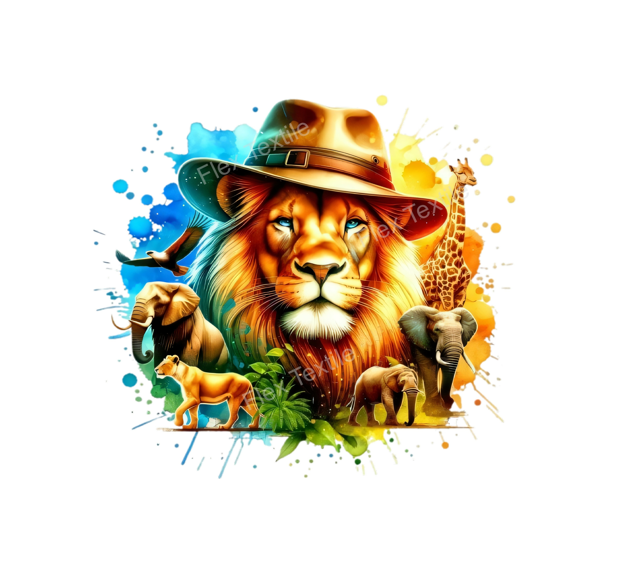 Animaux Sauvages Lion Chapeau transfert thermocollant impression dtf flex textile