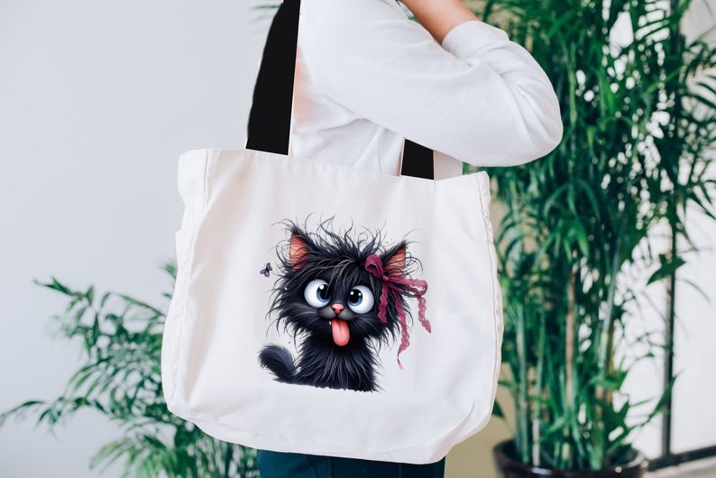 Chat Noeud Dentelle Langue transfert thermocollant impression dtf flex textile sac shopping dos voyage plage sport