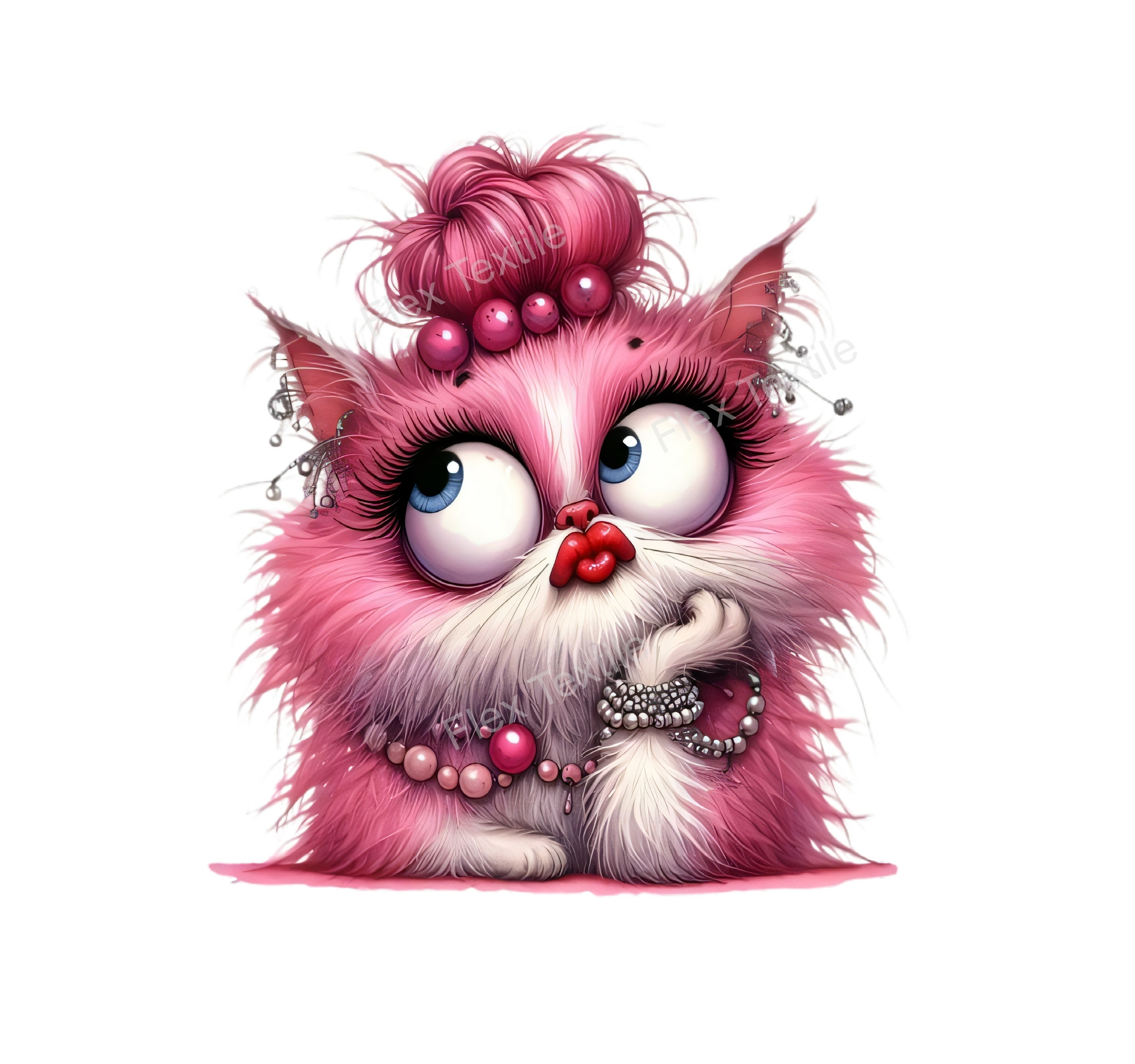 Chat Rose Chignon Bijoux transfert thermocollant impression dtf flex textile