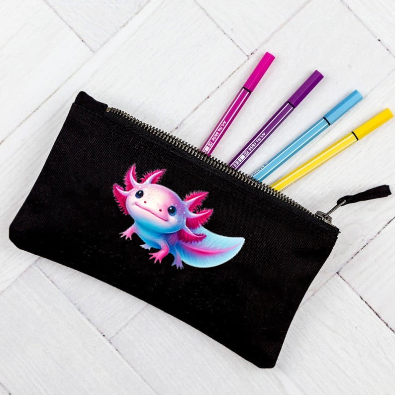 axolotl transfert thermocollant impression dtf flex textile trousse école maquillage sac accessoire déco jouet