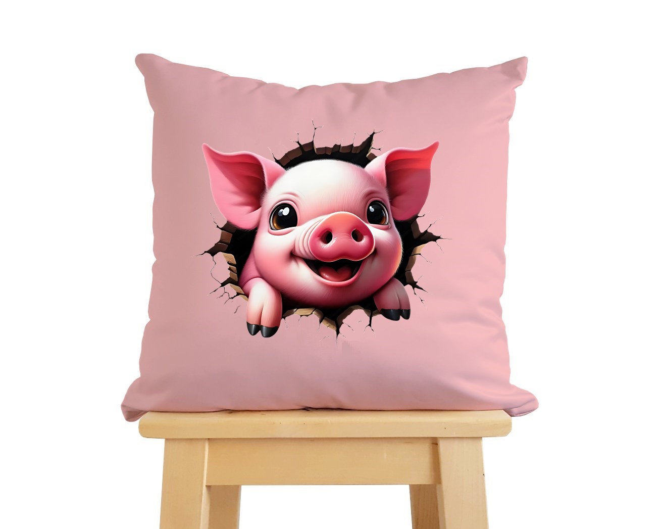 tête cochon humour transfert thermocollant impression dtf flex textile coussin oreillers accessoires déco