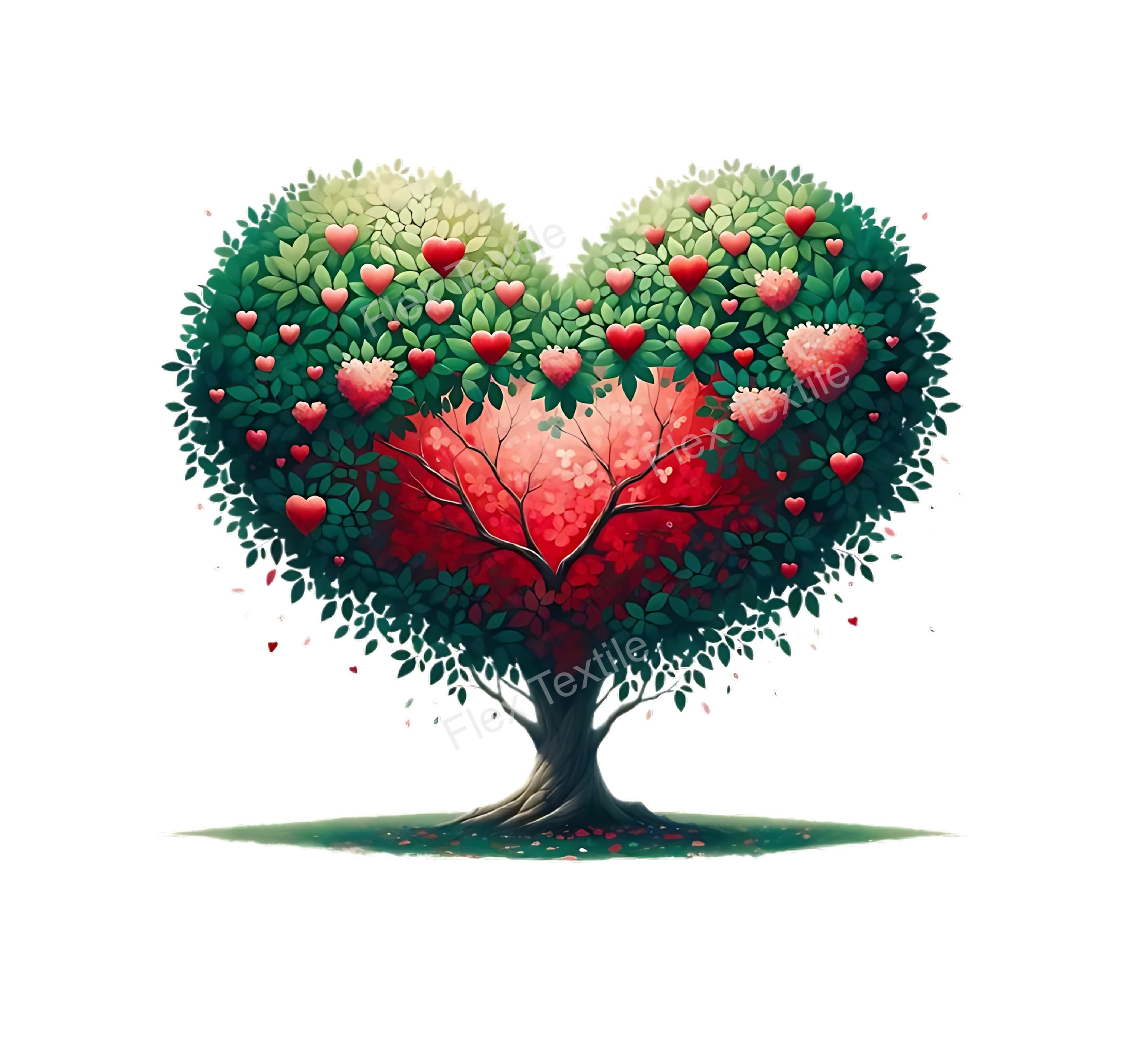 arbre coeurs transfert thermocollant impression dtf lfex textile