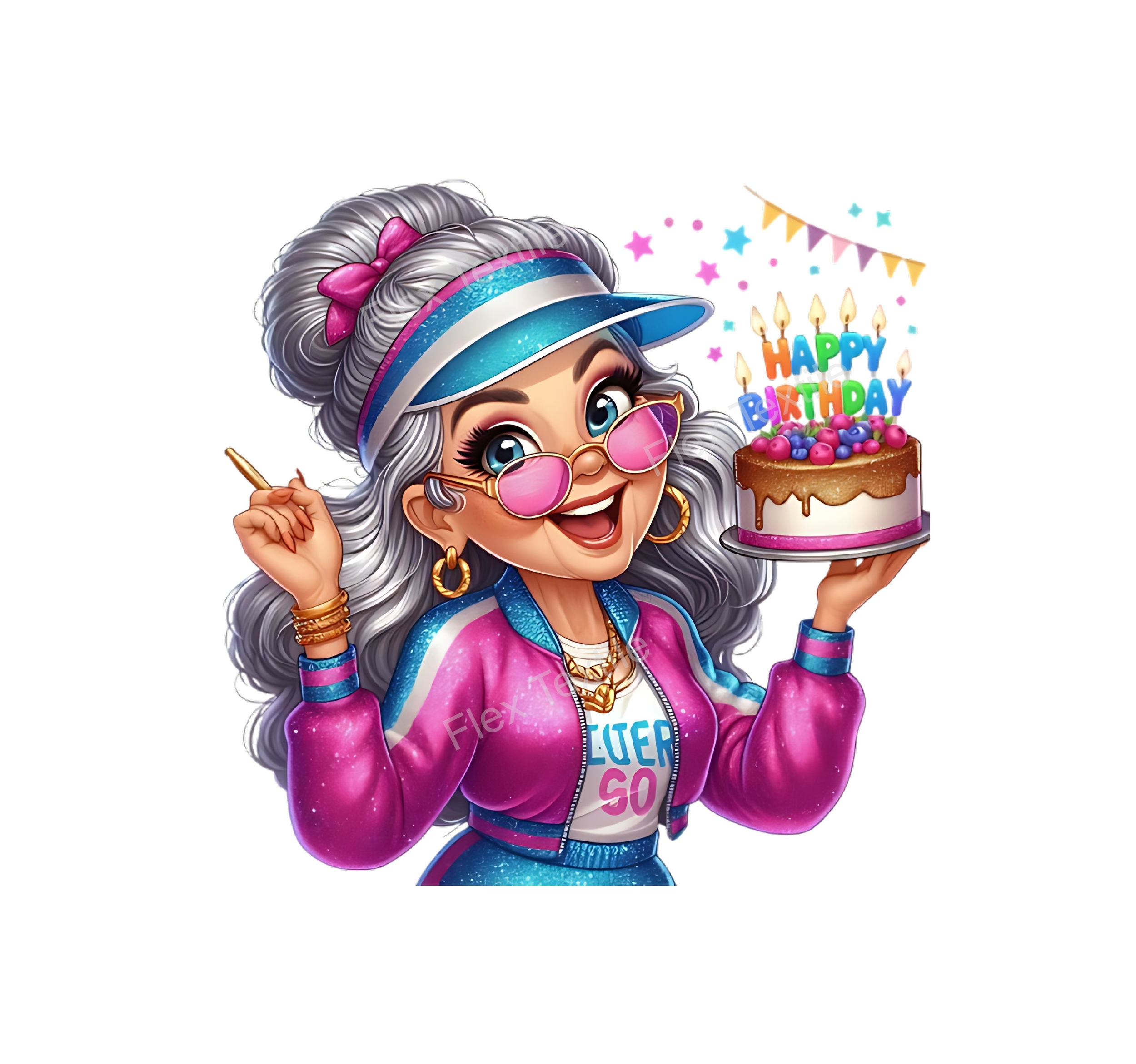 Mamie gâteau anniversaire transfert thermocollant impression dtf flex textile