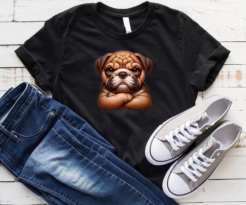 chien pas content transfert thermocollant impression dtf flex textile t-shirt femme homme enfnat sweat pull jeans veste jogging