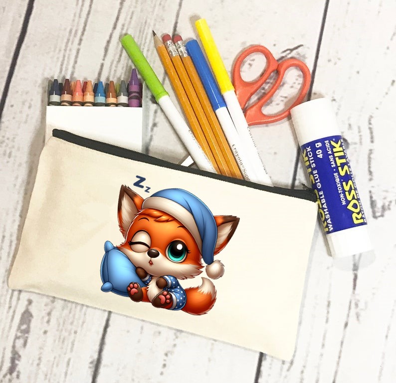 renard pyjama oreiller transfert thermocollant impression dtf flex textile trousse école oreillers coussin accessoires déco