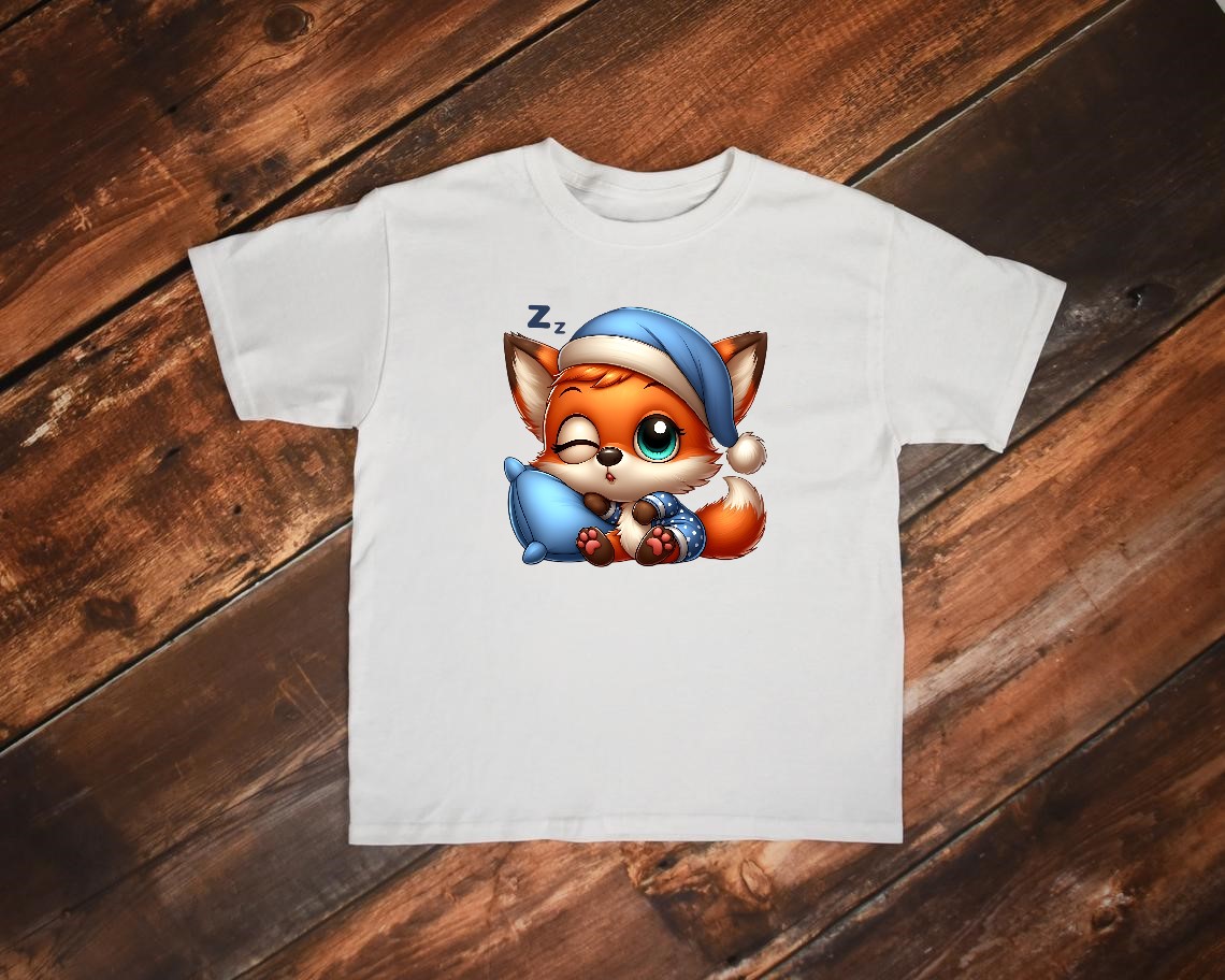 renard pyjama oreiller transfert thermocollant impression dtf flex textile t-shirt enfant veste body sweat pyjama veste