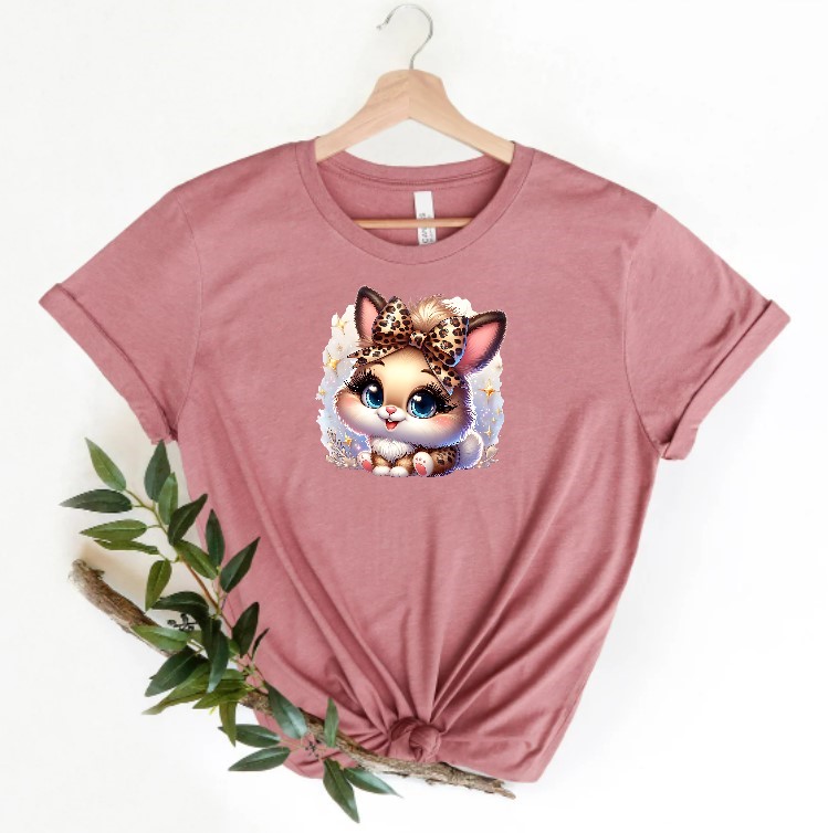 lapin noeud léopard transfert thermocollant impression dtf flex textile t-shirt femme enfnat homme body veste jeans top sweat