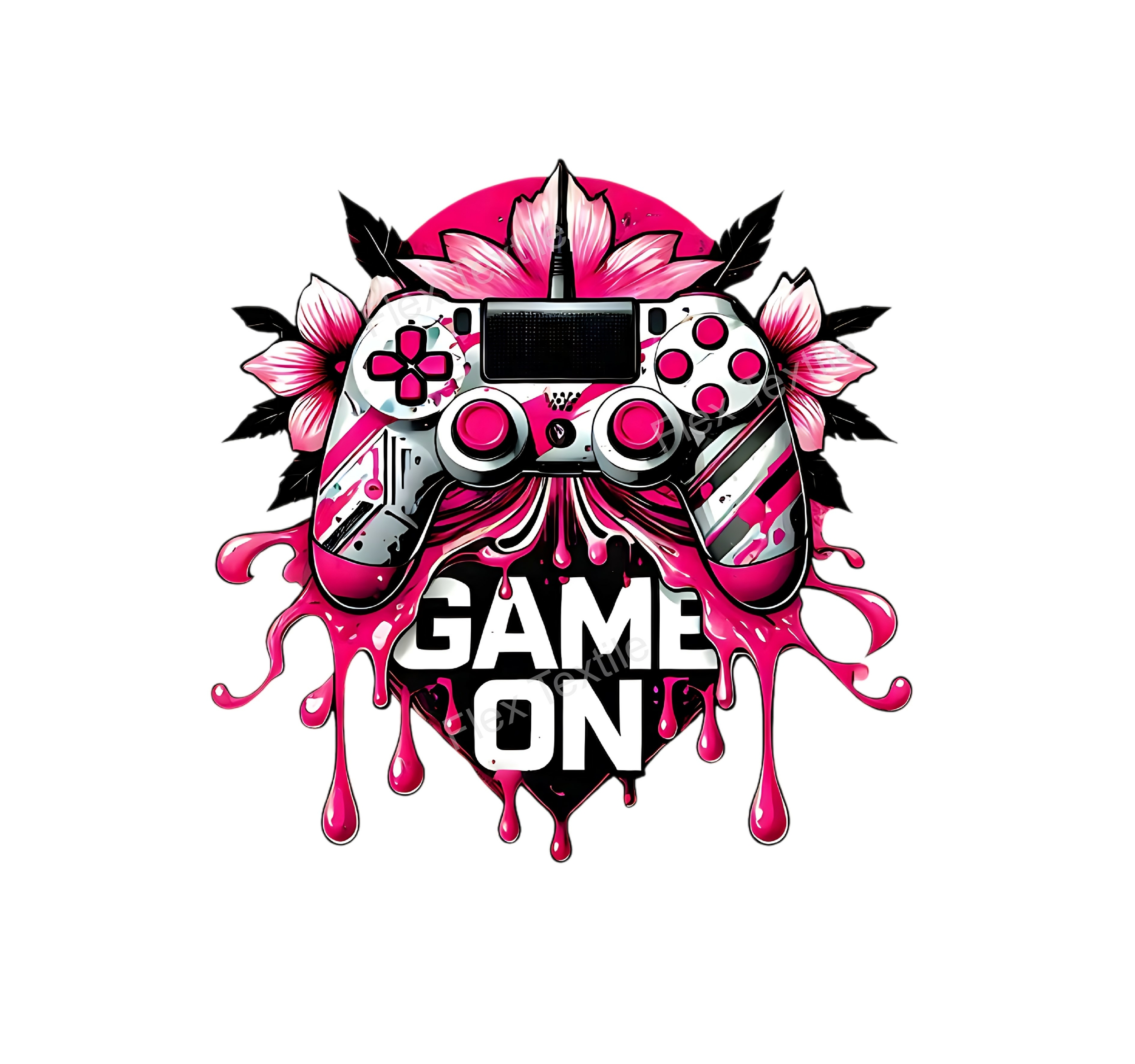 Manette Game On Rose transfert thermocollant impression dtf flex textile